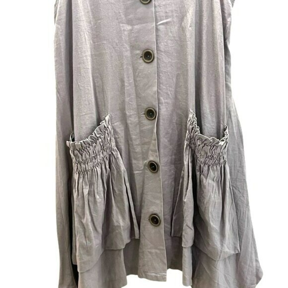 For Cynthia Linen Blend Dress Tunic Button Up Pockets Lagenlook Size Medium - Picture 4 of 8
